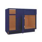 Navy Blue Shaker Blind Base Corner Cabinet 42" Left Madison - RTA Cabinet Company