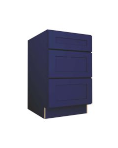 Navy Blue Shaker Three Drawer Base Cabinet 21" Madison - RTA Cabinet Company