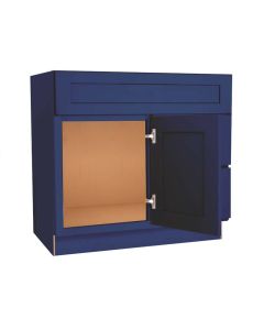 Navy Blue Shaker Vanity Sink Base Drawer Right Cabinet 30"W Madison - RTA Cabinet Company