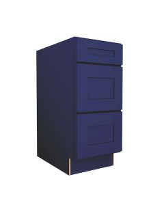 Navy Blue Shaker Vanity Three Drawer Base Cabinet 15"W Madison - RTA Cabinet Company