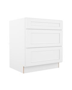 Summit Shaker White Three Drawer Base Cabinet 30" Madison - RTA Cabinet Company