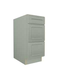 Craftsman Lily Green Shaker 3 Drawer Base Cabinet 12" Madison - RTA Cabinet Company