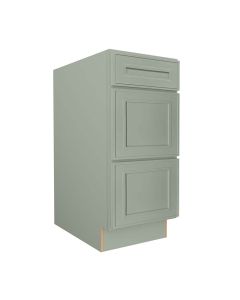 Craftsman Lily Green Shaker Drawer Base Cabinet 15" Madison - RTA Cabinet Company