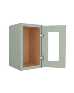 Craftsman Lily Green Shaker Wall Beveled Glass Door with Finished Interior 12" x 12" Madison - RTA Cabinet Company