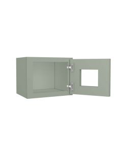 Craftsman Lily Green Shaker Wall Glass Door Cabinet with Finished Interior 15" x 12" Madison - RTA Cabinet Company