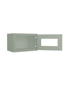 Craftsman Lily Green Shaker Wall Beveled Glass Door with Finished Interior 18" x 12" Madison - RTA Cabinet Company