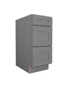 Grey Shaker Elite Three Drawer Base Cabinet 15" Madison - RTA Cabinet Company