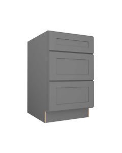 Grey Shaker Elite Three Drawer Base Cabinet 21" Madison - RTA Cabinet Company